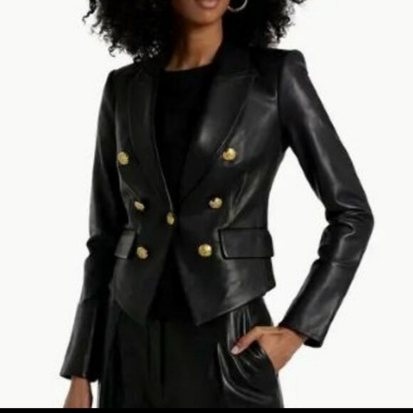 Veronica Beard Black Leather Blazer - Picture 2 of 14